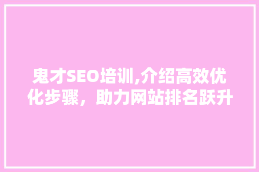 鬼才SEO培训,介绍高效优化步骤，助力网站排名跃升