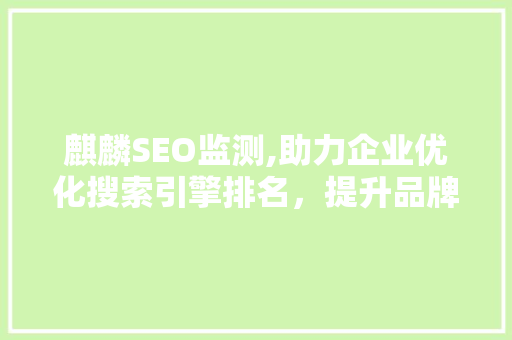 麒麟SEO监测,助力企业优化搜索引擎排名，提升品牌影响力