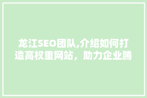 龙江SEO团队,介绍如何打造高权重网站，助力企业腾飞