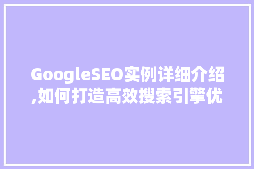 GoogleSEO实例详细介绍,如何打造高效搜索引擎优化步骤