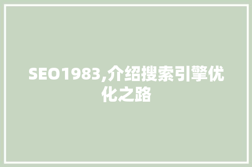SEO1983,介绍搜索引擎优化之路