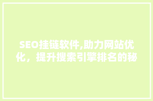 SEO挂链软件,助力网站优化，提升搜索引擎排名的秘密武器