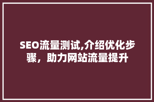 SEO流量测试,介绍优化步骤，助力网站流量提升