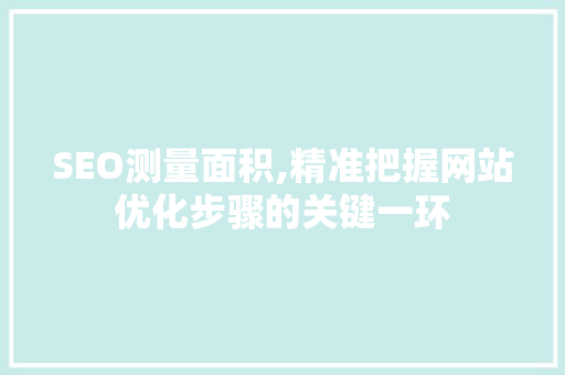 SEO测量面积,精准把握网站优化步骤的关键一环