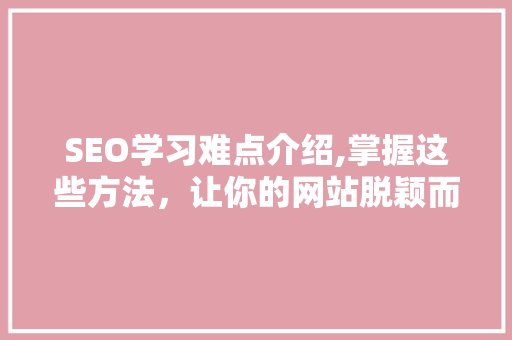 SEO学习难点介绍,掌握这些方法，让你的网站脱颖而出