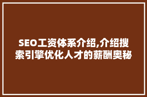 SEO工资体系介绍,介绍搜索引擎优化人才的薪酬奥秘
