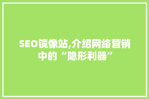 SEO镜像站,介绍网络营销中的“隐形利器”