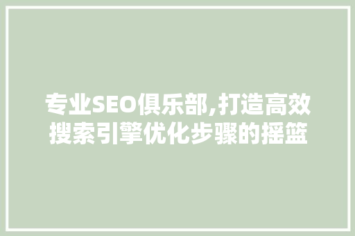 专业SEO俱乐部,打造高效搜索引擎优化步骤的摇篮