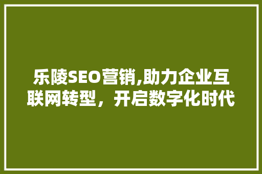 乐陵SEO营销,助力企业互联网转型，开启数字化时代新篇章
