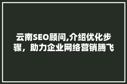 云南SEO顾问,介绍优化步骤，助力企业网络营销腾飞