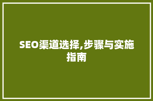 SEO渠道选择,步骤与实施指南
