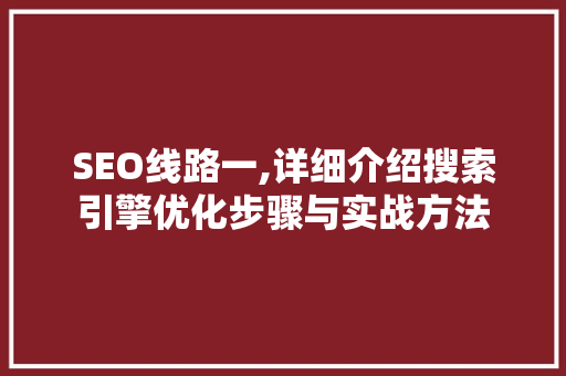 SEO线路一,详细介绍搜索引擎优化步骤与实战方法