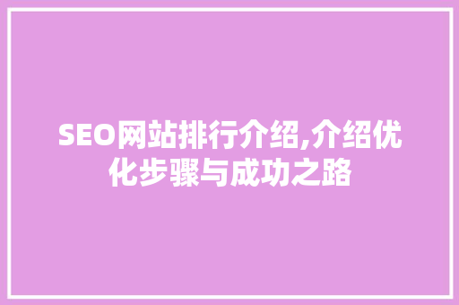 SEO网站排行介绍,介绍优化步骤与成功之路