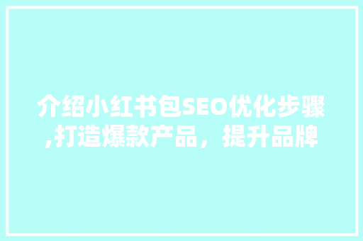 介绍小红书包SEO优化步骤,打造爆款产品，提升品牌影响力