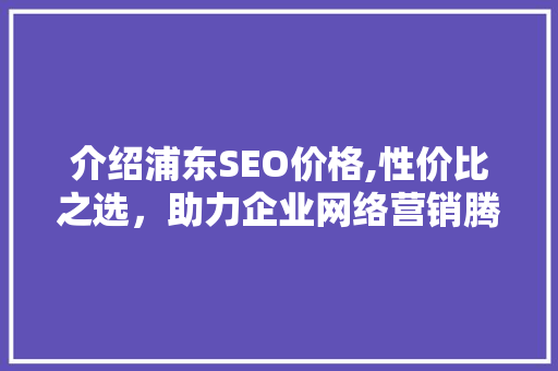 介绍浦东SEO价格,性价比之选，助力企业网络营销腾飞