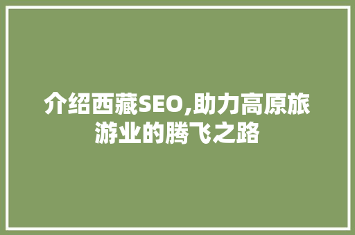 介绍西藏SEO,助力高原旅游业的腾飞之路