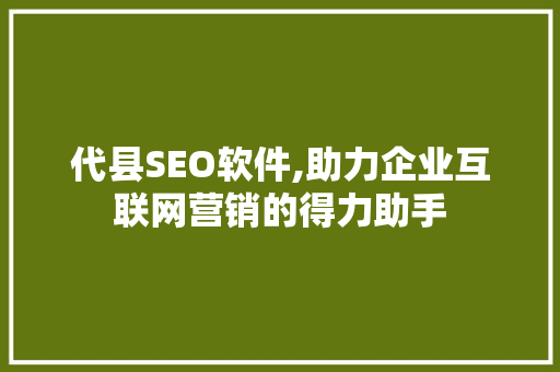 代县SEO软件,助力企业互联网营销的得力助手