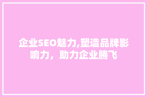企业SEO魅力,塑造品牌影响力，助力企业腾飞