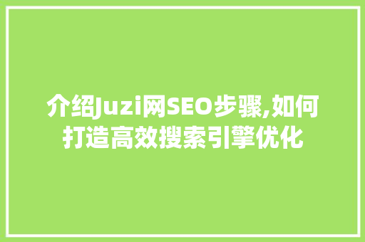 介绍Juzi网SEO步骤,如何打造高效搜索引擎优化