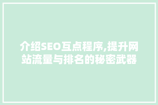 介绍SEO互点程序,提升网站流量与排名的秘密武器