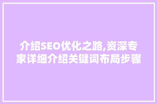 介绍SEO优化之路,资深专家详细介绍关键词布局步骤