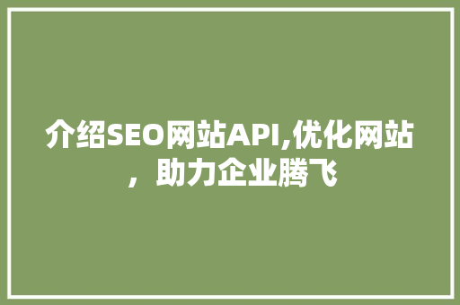 介绍SEO网站API,优化网站，助力企业腾飞