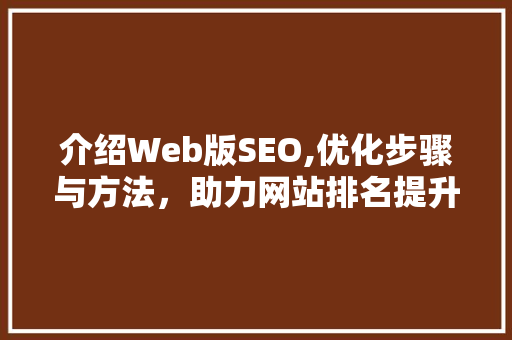 介绍Web版SEO,优化步骤与方法，助力网站排名提升