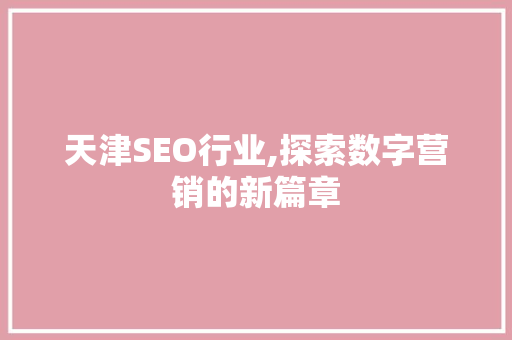 天津SEO行业,探索数字营销的新篇章