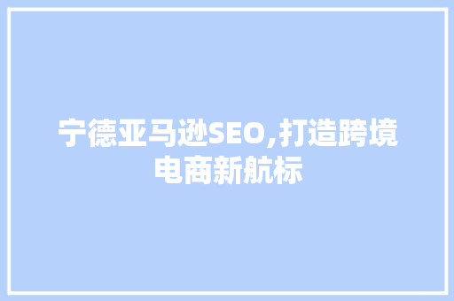 宁德亚马逊SEO,打造跨境电商新航标