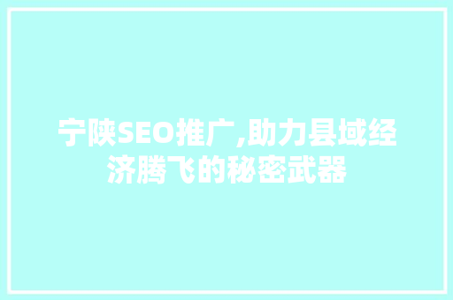 宁陕SEO推广,助力县域经济腾飞的秘密武器