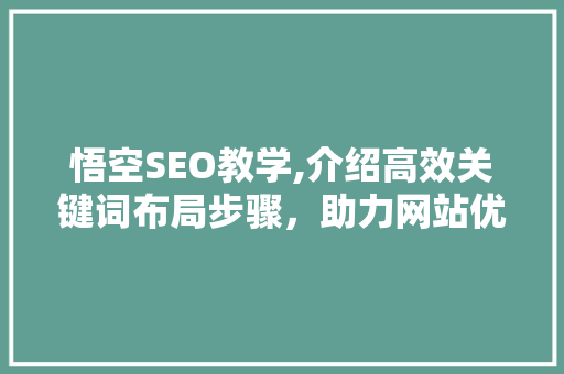 悟空SEO教学,介绍高效关键词布局步骤，助力网站优化升级