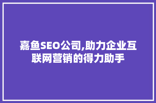 嘉鱼SEO公司,助力企业互联网营销的得力助手