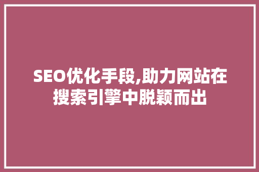 SEO优化手段,助力网站在搜索引擎中脱颖而出