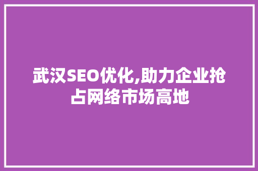 武汉SEO优化,助力企业抢占网络市场高地