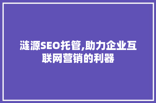 涟源SEO托管,助力企业互联网营销的利器