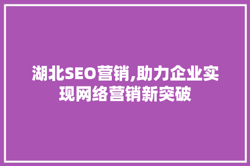 湖北SEO营销,助力企业实现网络营销新突破