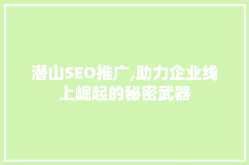 潜山SEO推广,助力企业线上崛起的秘密武器
