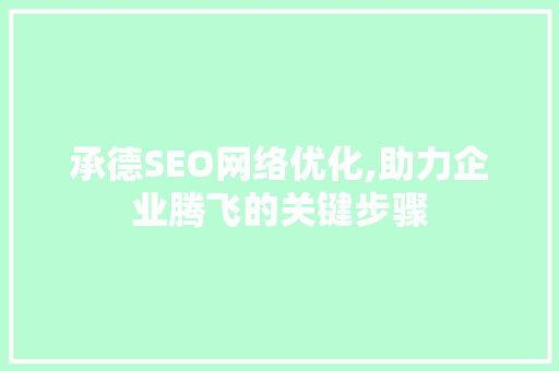 承德SEO网络优化,助力企业腾飞的关键步骤