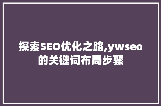 探索SEO优化之路,ywseo的关键词布局步骤