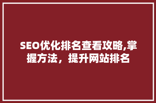 SEO优化排名查看攻略,掌握方法，提升网站排名