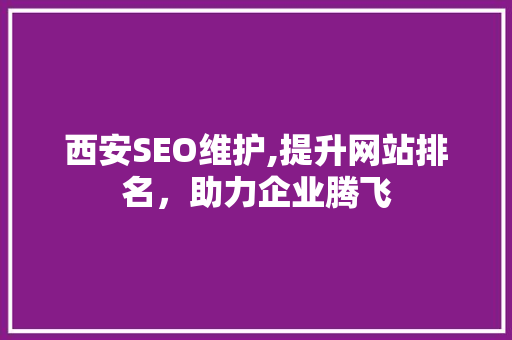 西安SEO维护,提升网站排名，助力企业腾飞