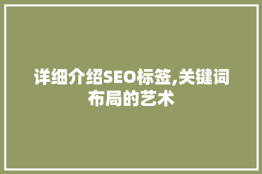 详细介绍SEO标签,关键词布局的艺术