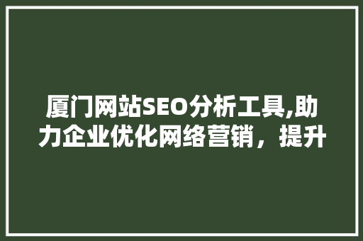 厦门网站SEO分析工具,助力企业优化网络营销，提升品牌影响力