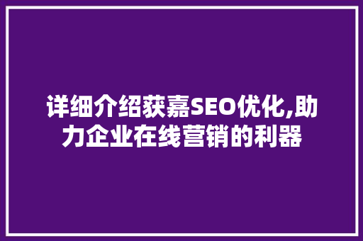 详细介绍获嘉SEO优化,助力企业在线营销的利器