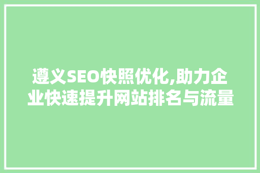 遵义SEO快照优化,助力企业快速提升网站排名与流量
