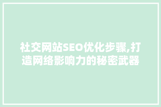 社交网站SEO优化步骤,打造网络影响力的秘密武器