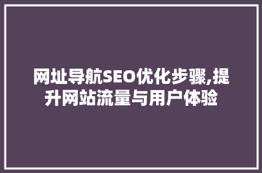 网址导航SEO优化步骤,提升网站流量与用户体验