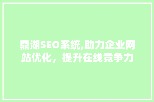 鼎湖SEO系统,助力企业网站优化，提升在线竞争力