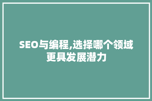 SEO与编程,选择哪个领域更具发展潜力