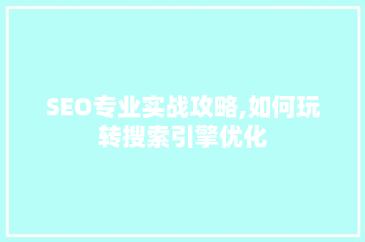 SEO专业实战攻略,如何玩转搜索引擎优化